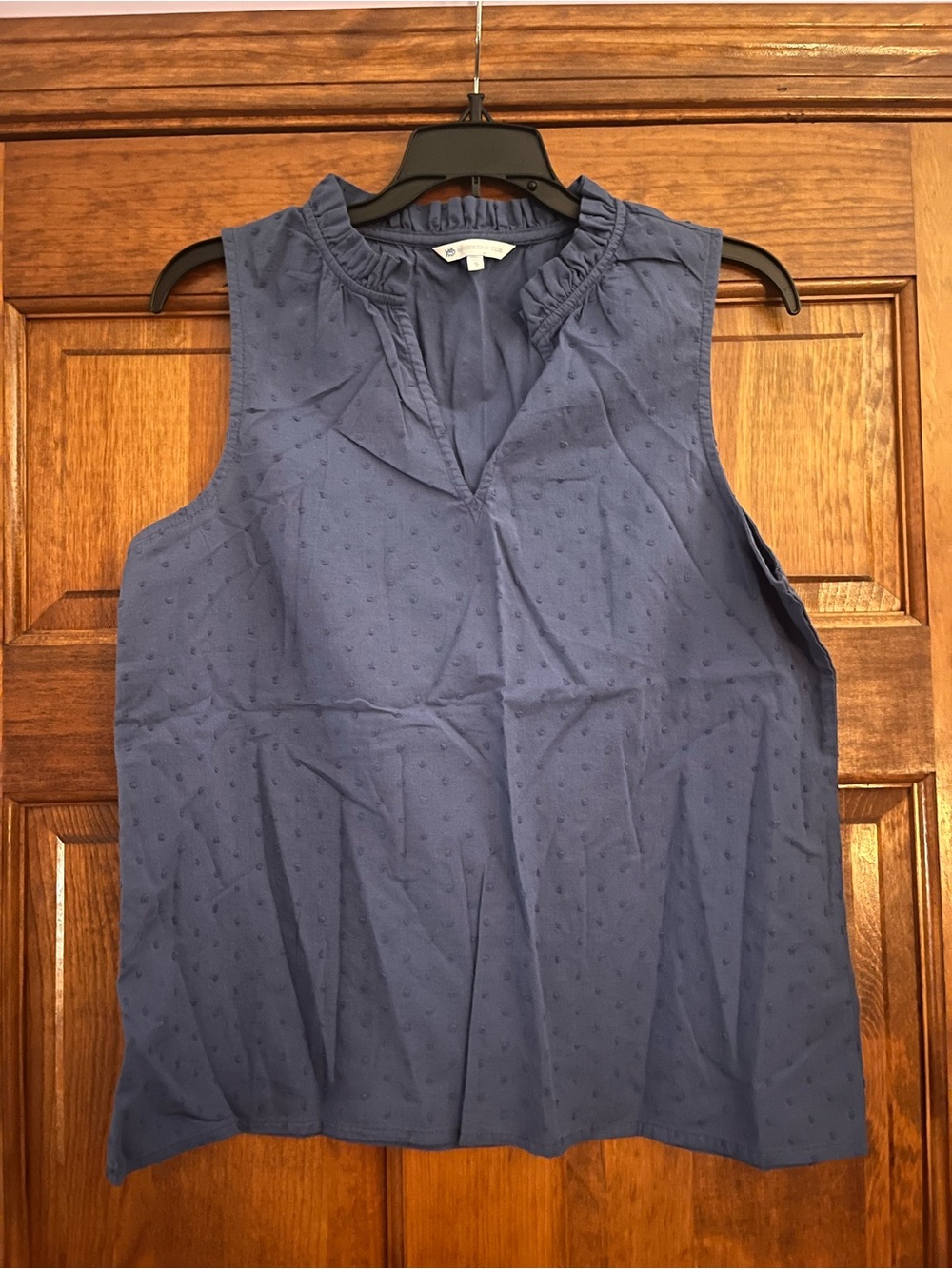 Southern Tide Sleeveless Ruffle Neck Textured Shell - Blue